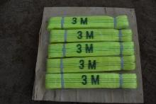 Lot of 5 new 3T by 6M lifting straps, yellow/green