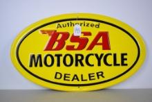 BSA Motorcycle embossed sign