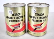 Texaco Aircraft oil quart cans