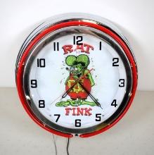 Rat Fink neon clock