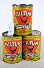 (3) OILZUM cans full of oil
