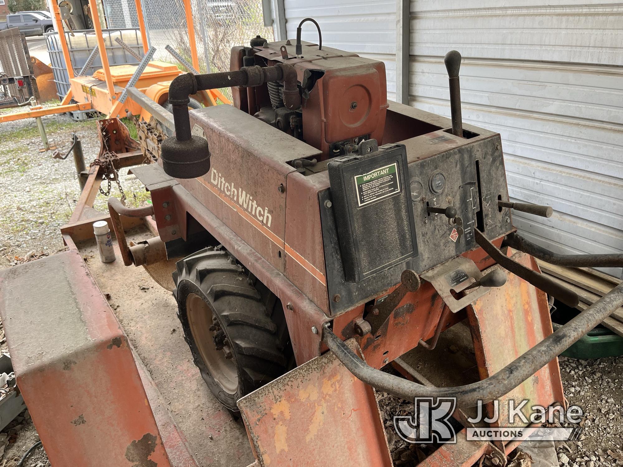 (Milan, TN) Ditch Witch 1420 Walk-Behind Rubber Tired Trencher, Approximately 30 years old Will Turn