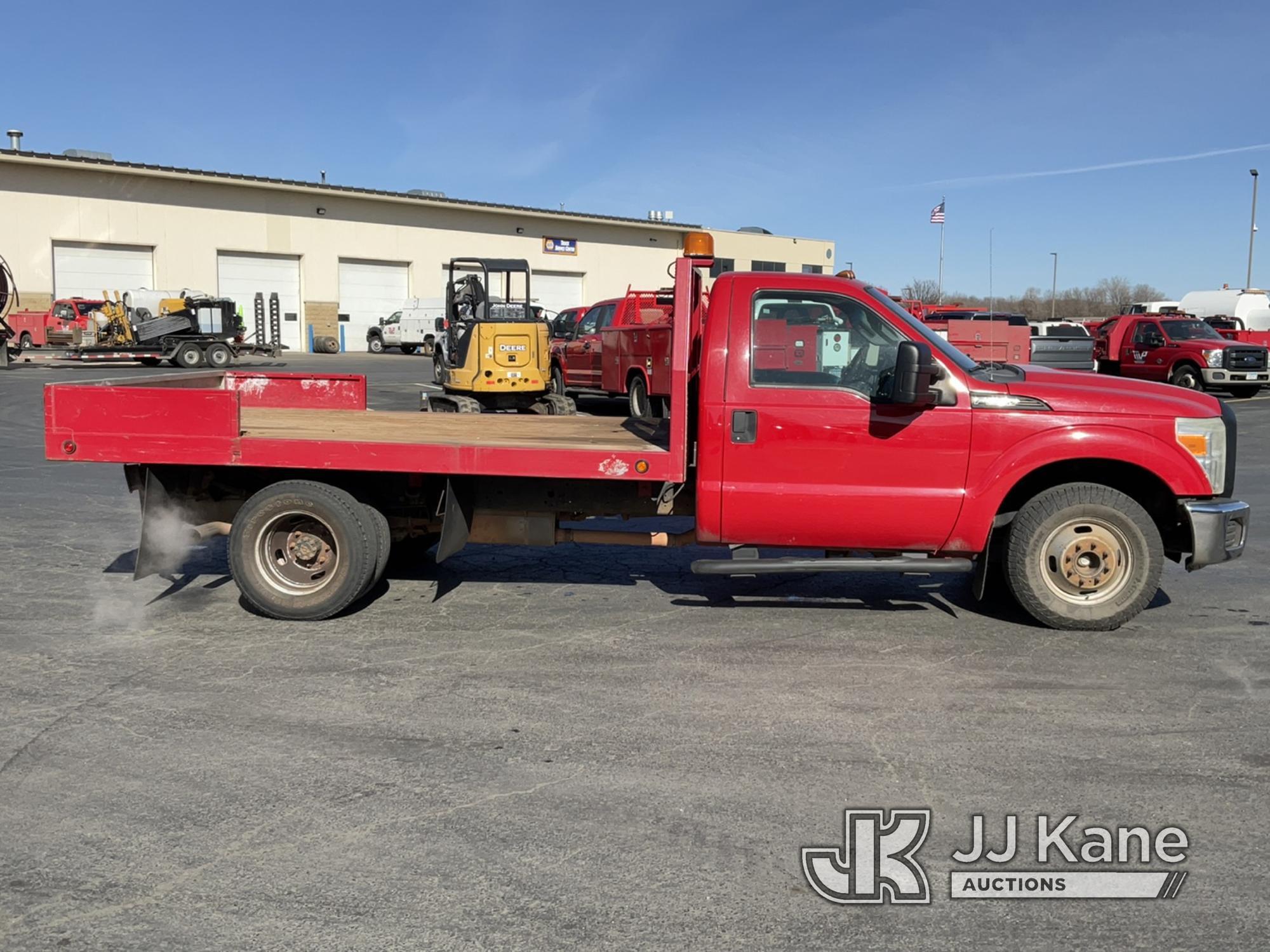 (Maple Lake, MN) 2013 Ford F350 Flatbed Truck Runs and Moves) (Check Engine Light On.