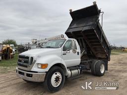 (San Antonio, TX) 2011 Ford F750 Dump Truck Runs, Moves & Dump Bed Operates.