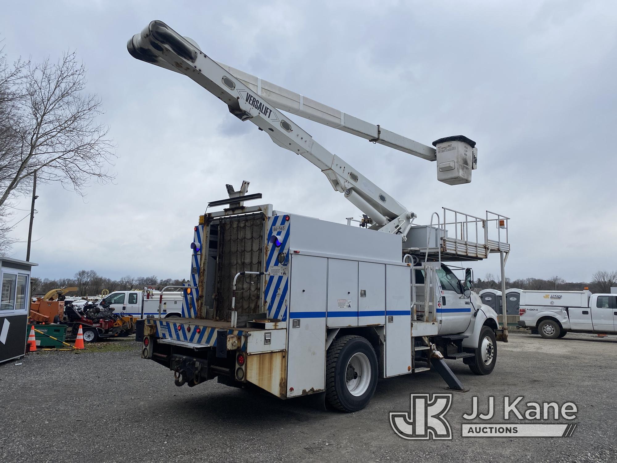 (Plymouth Meeting, PA) Versalift VO255REV-02, Over-Center Bucket Truck mounted behind cab on 2010 Fo