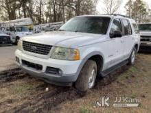2002 Ford Explorer 4x4 4-Door Sport Utility Vehicle Not Running, Condition Unknown, No Key, Two Flat