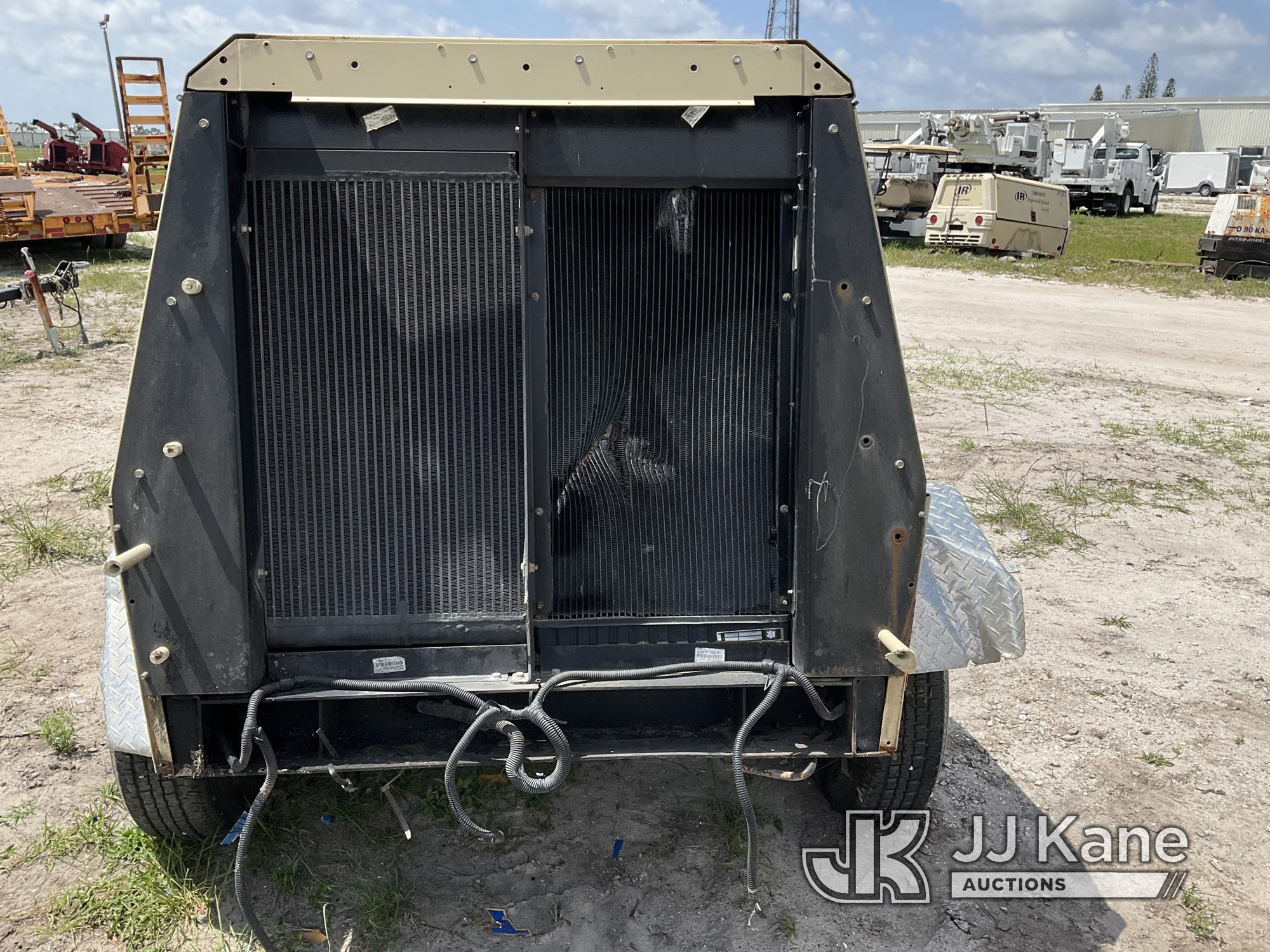 (Westlake, FL) 2012 Ingersol Rand P185WJD Portable Air Compressor, trailer mtd Runs & Builds Air Pre