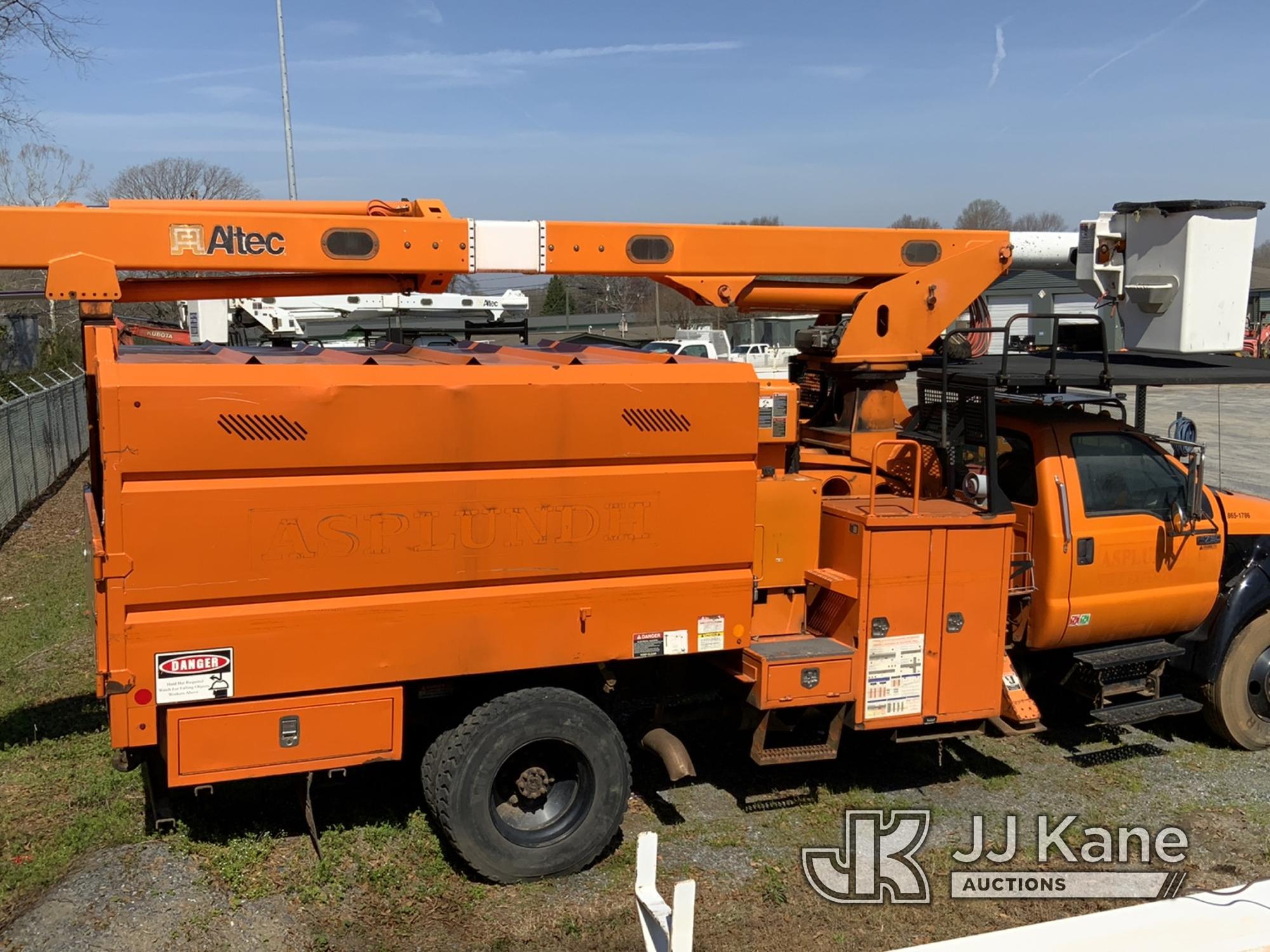 (Shelby, NC) Altec LRV60E70, Over-Center Elevator Bucket Truck mounted behind cab on 2011 Ford F750