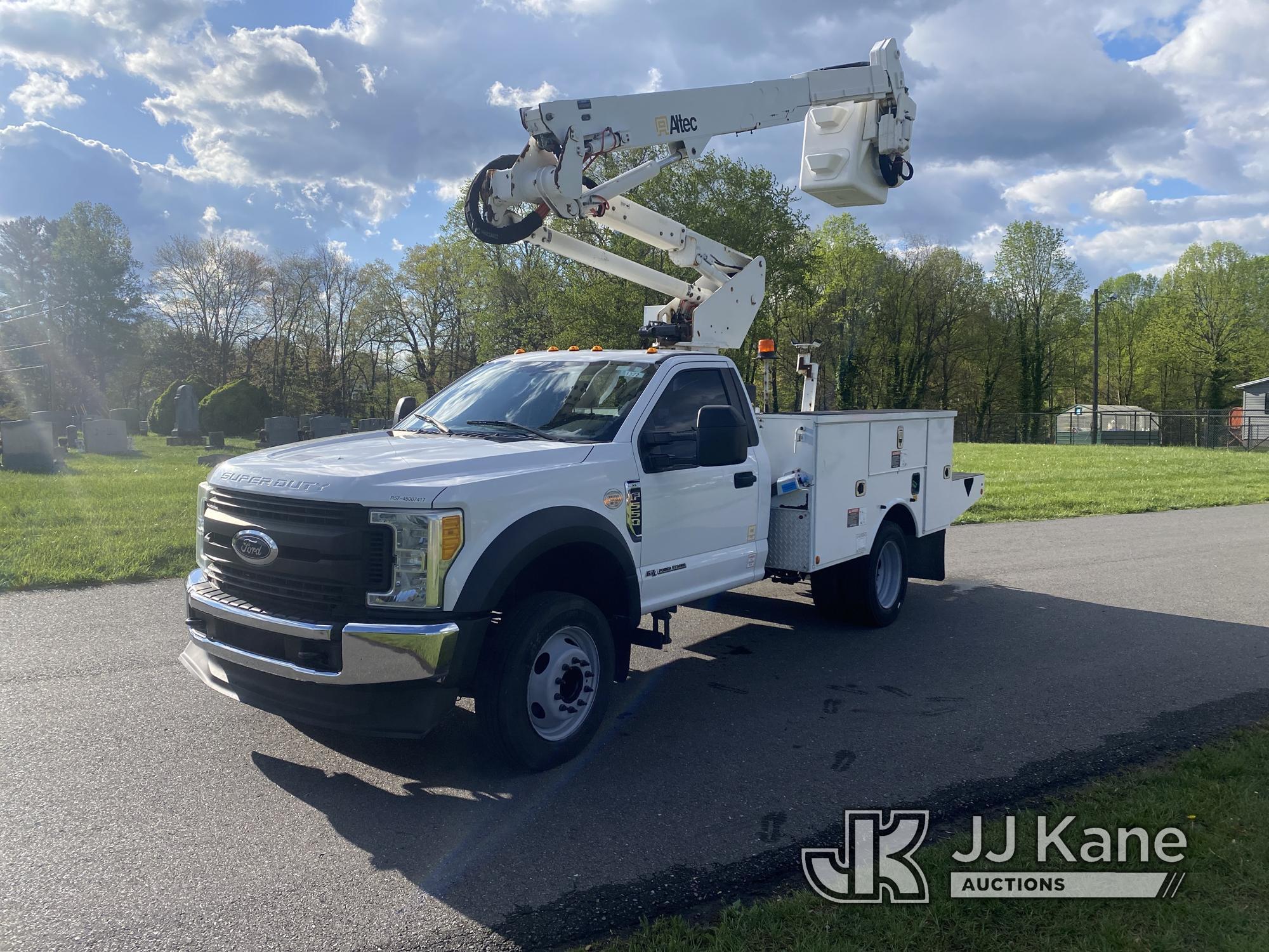 (Mount Airy, NC) Altec AT37G, Articulating & Telescopic Bucket Truck mounted behind cab on 2017 Ford