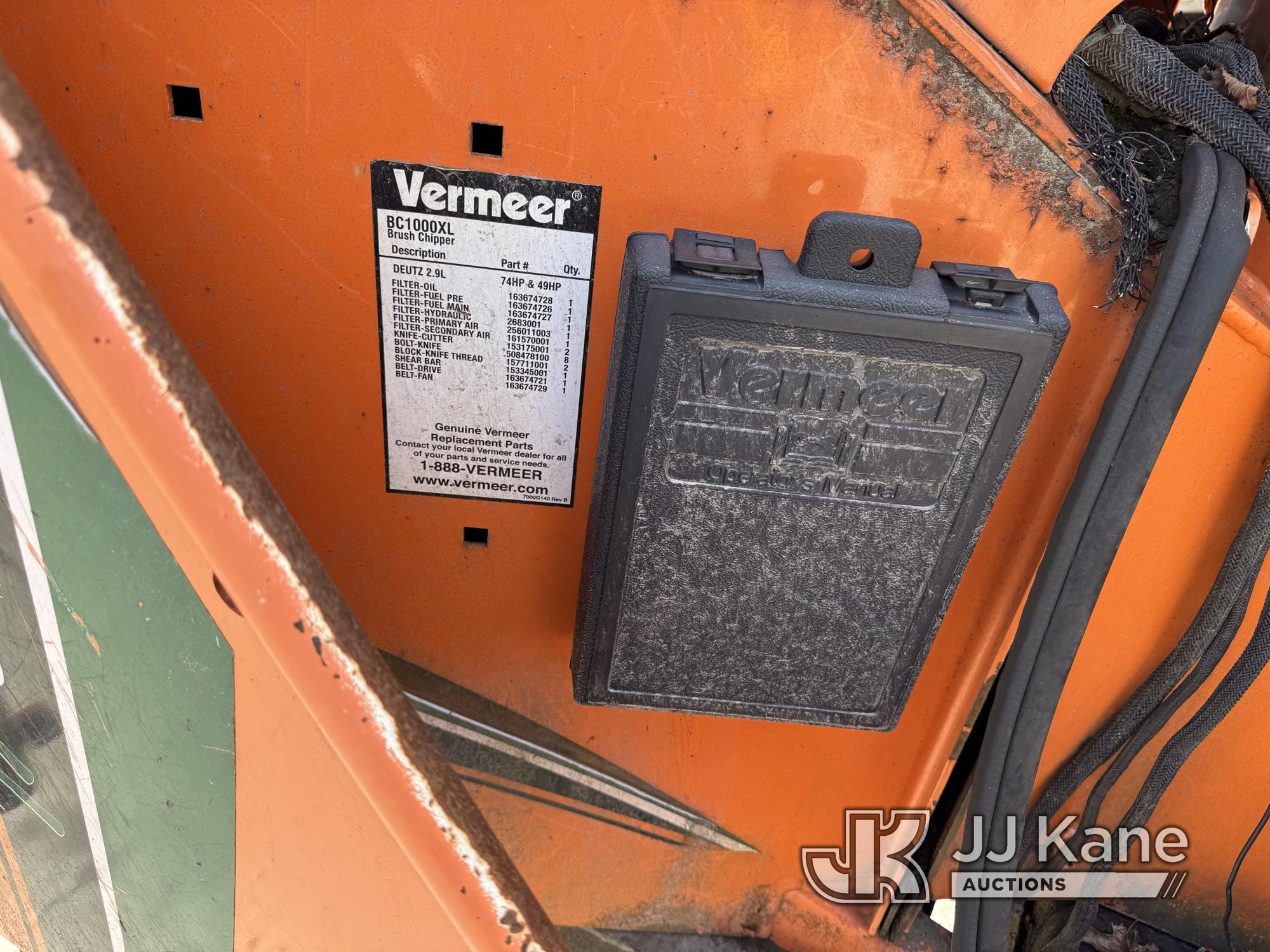 (Hanover, WV) 2016 Vermeer BC1000XL Chipper (12in Drum), trailer mtd Not Running, Missing Battery, C