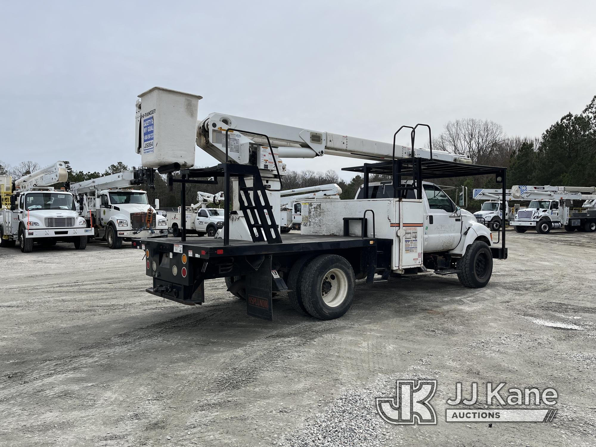 (Chester, VA) Terex XT60RM, Over-Center Bucket Truck rear mounted on 2015 Ford F750 Flatbed Truck Ru