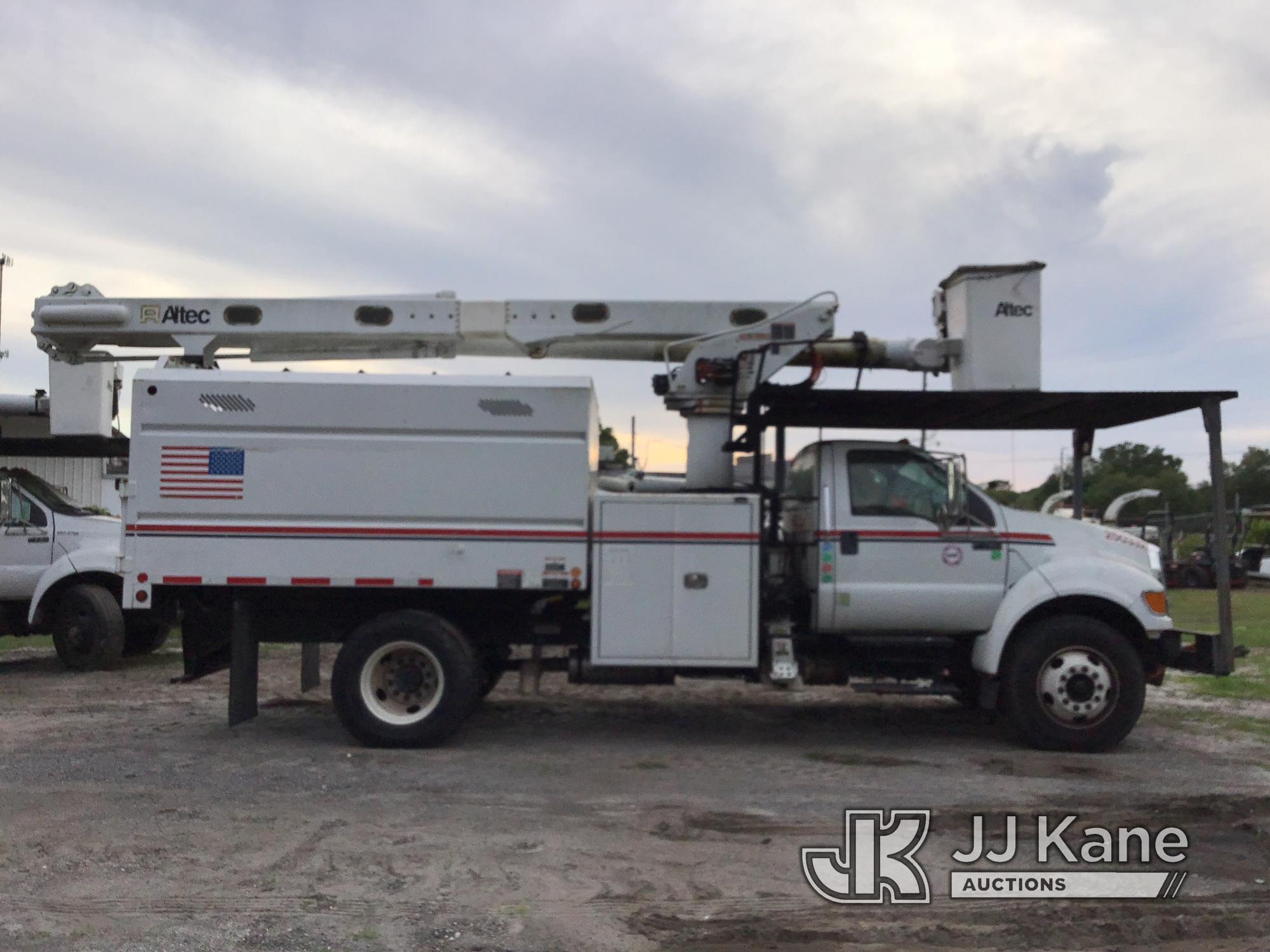 (Ocala, FL) Altec LR756, Over-Center Bucket Truck mounted behind cab on 2015 Ford F750 Chipper Dump