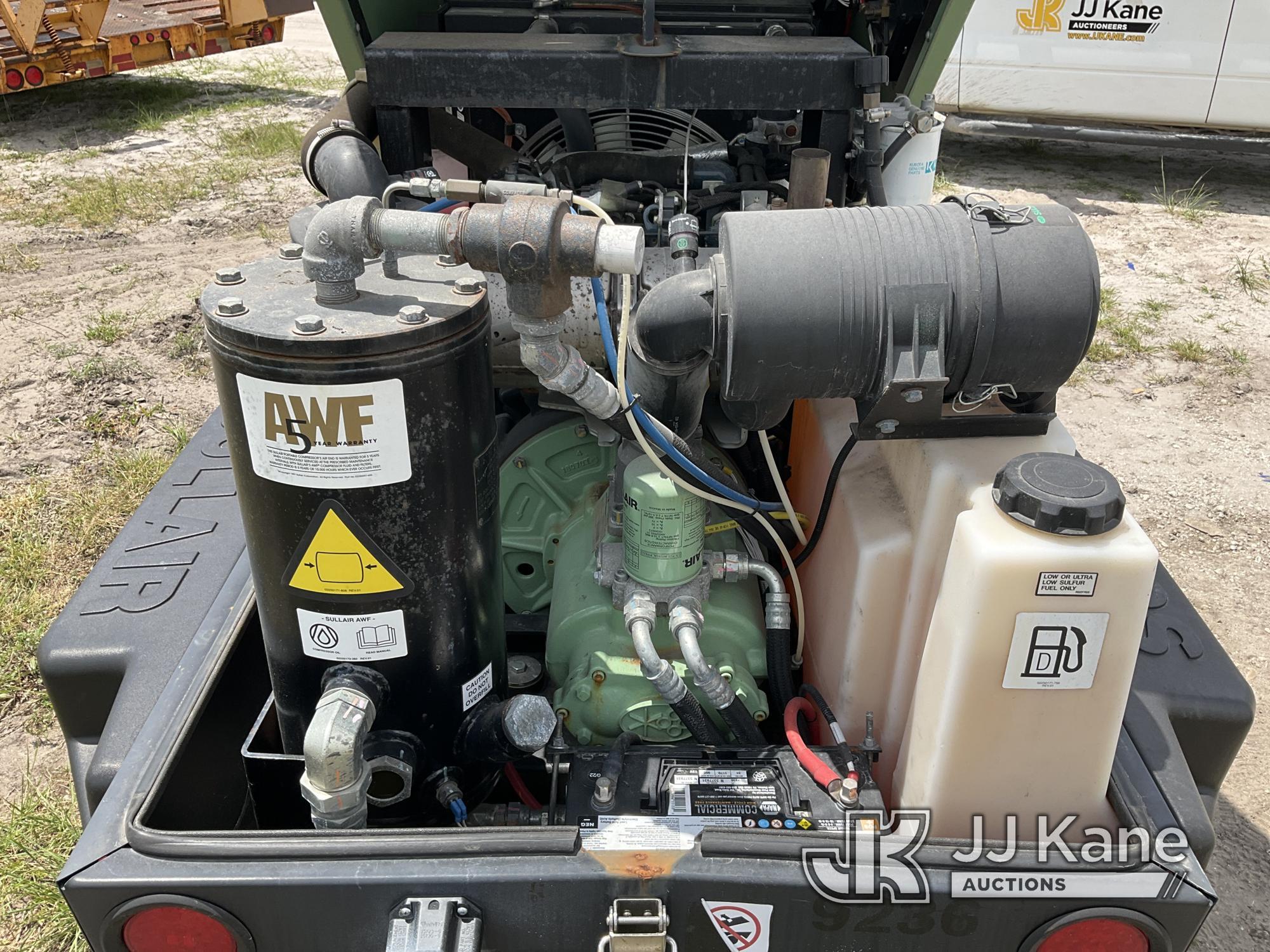 (Westlake, FL) 2014 Sullair 185DPQ Portable Air Compressor, trailer mtd No Title) (Towable, Not Runn
