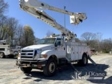 (Shelby, NC) Altec AM55, Over-Center Material Handling Bucket Truck rear mounted on 2011 Ford F750 U
