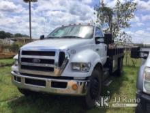 (Byram, MS) 2011 Ford F750 Flatbed Truck Jump to Start, Runs, Will Not Move, Transmission Gears Only