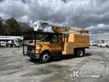 (Chester, VA) Terex XT55, Over-Center Bucket Truck mounted behind cab on 2013 Ford F750 Chipper Dump