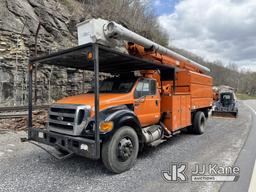 (Hanover, WV) Altec LRV60E70, Over-Center Elevator Bucket Truck mounted behind cab on 2011 Ford F750