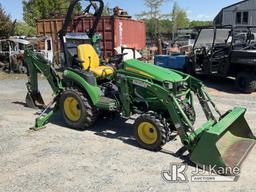 (Charlotte, NC) 2019 John Deere 2025R MFWD Mini Tractor Loader Backhoe Runs, Moves, & Operates) (Hyd