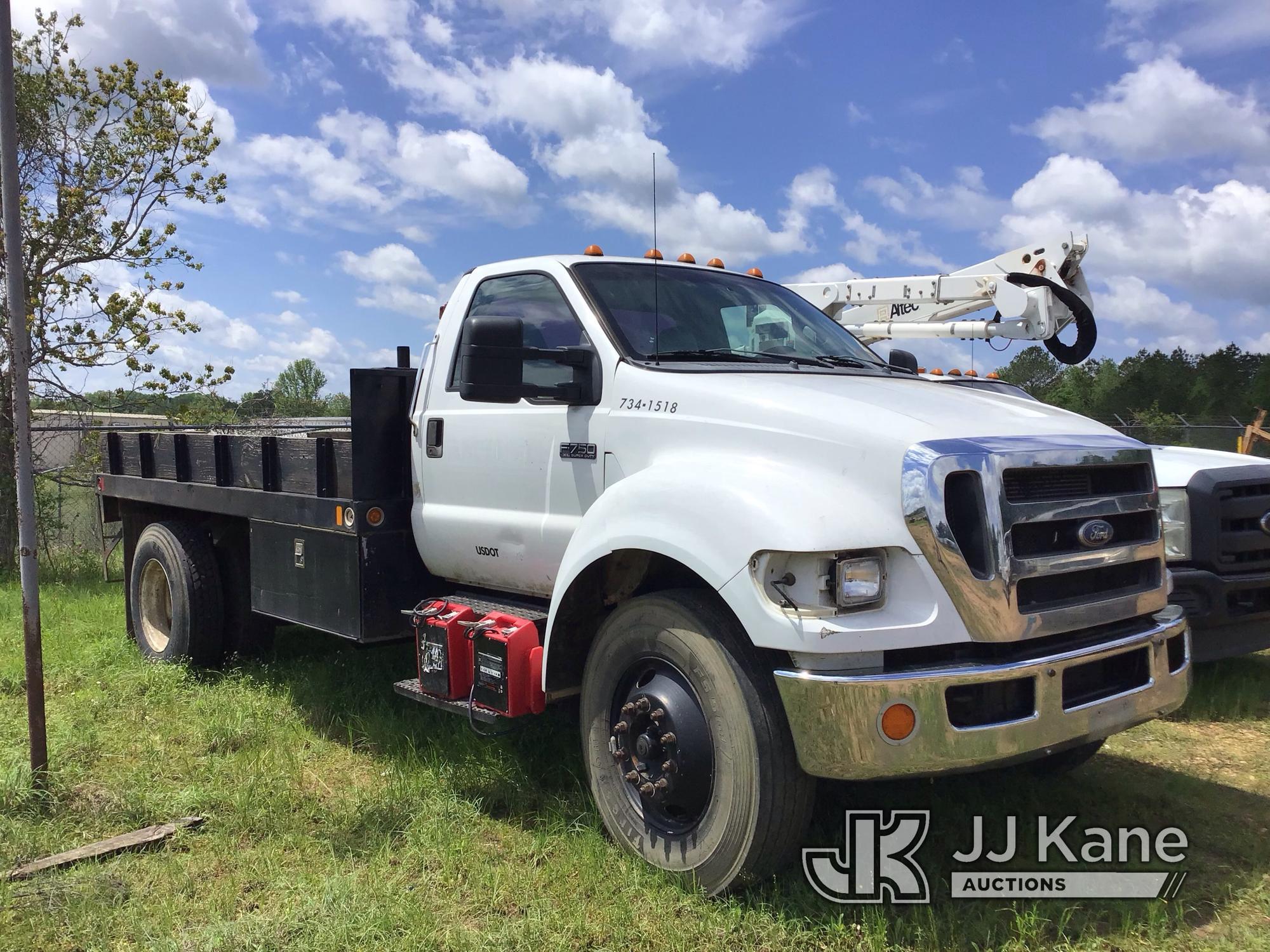 (Byram, MS) 2011 Ford F750 Flatbed Truck Jump to Start, Runs, Will Not Move, Transmission Gears Only