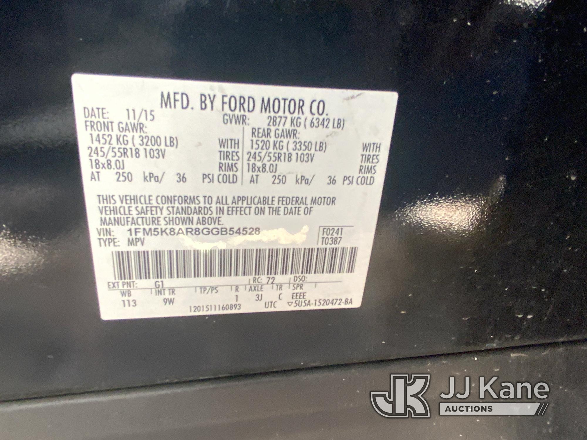 (Dixon, CA) 2016 Ford Explorer AWD Police Interceptor 4-Door Sport Utility Vehicle Not Running, Cond