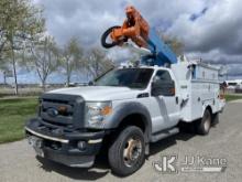 (Dixon, CA) Altec AT37G, mounted behind cab on 2012 Ford F550 4x4 Service Truck Runs, Moves, & Upper