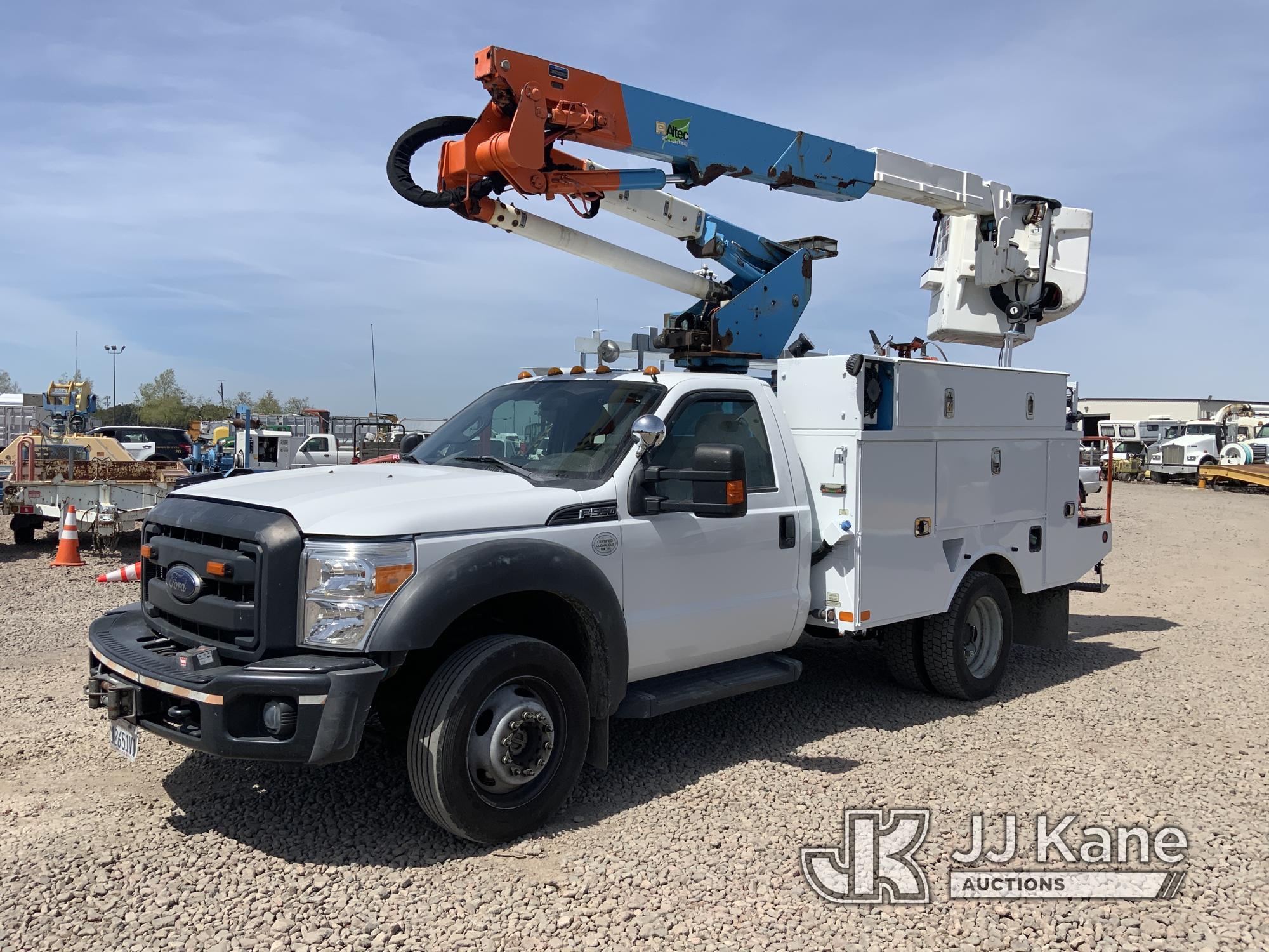 (Dixon, CA) Altec AT37G, Bucket Truck mounted behind cab on 2015 Ford F550 4x4 Service Truck Runs &