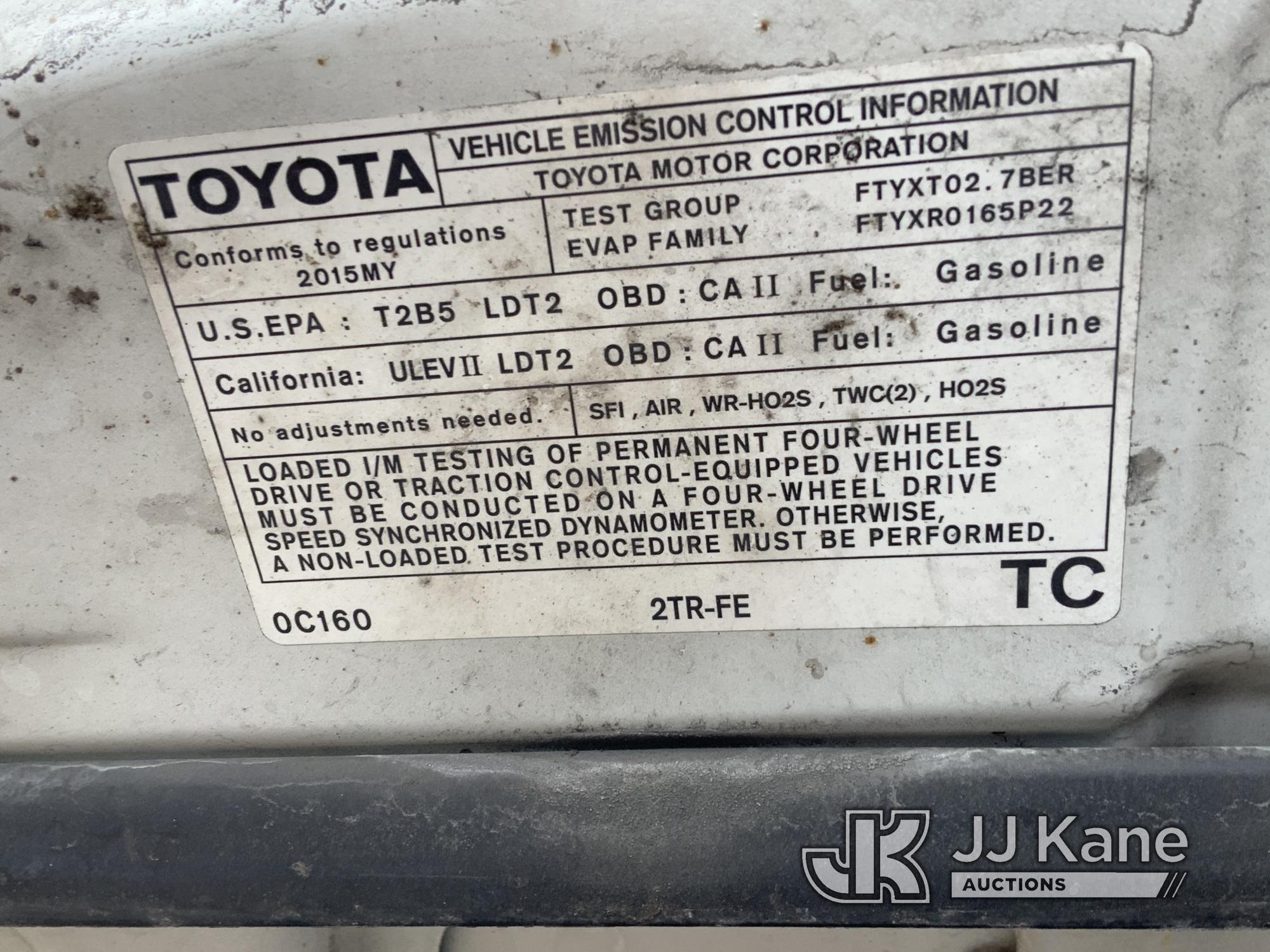(Dixon, CA) 2015 Toyota Tacoma 4x4 Extended-Cab Pickup Truck, Drivers side visor broken. Small dent