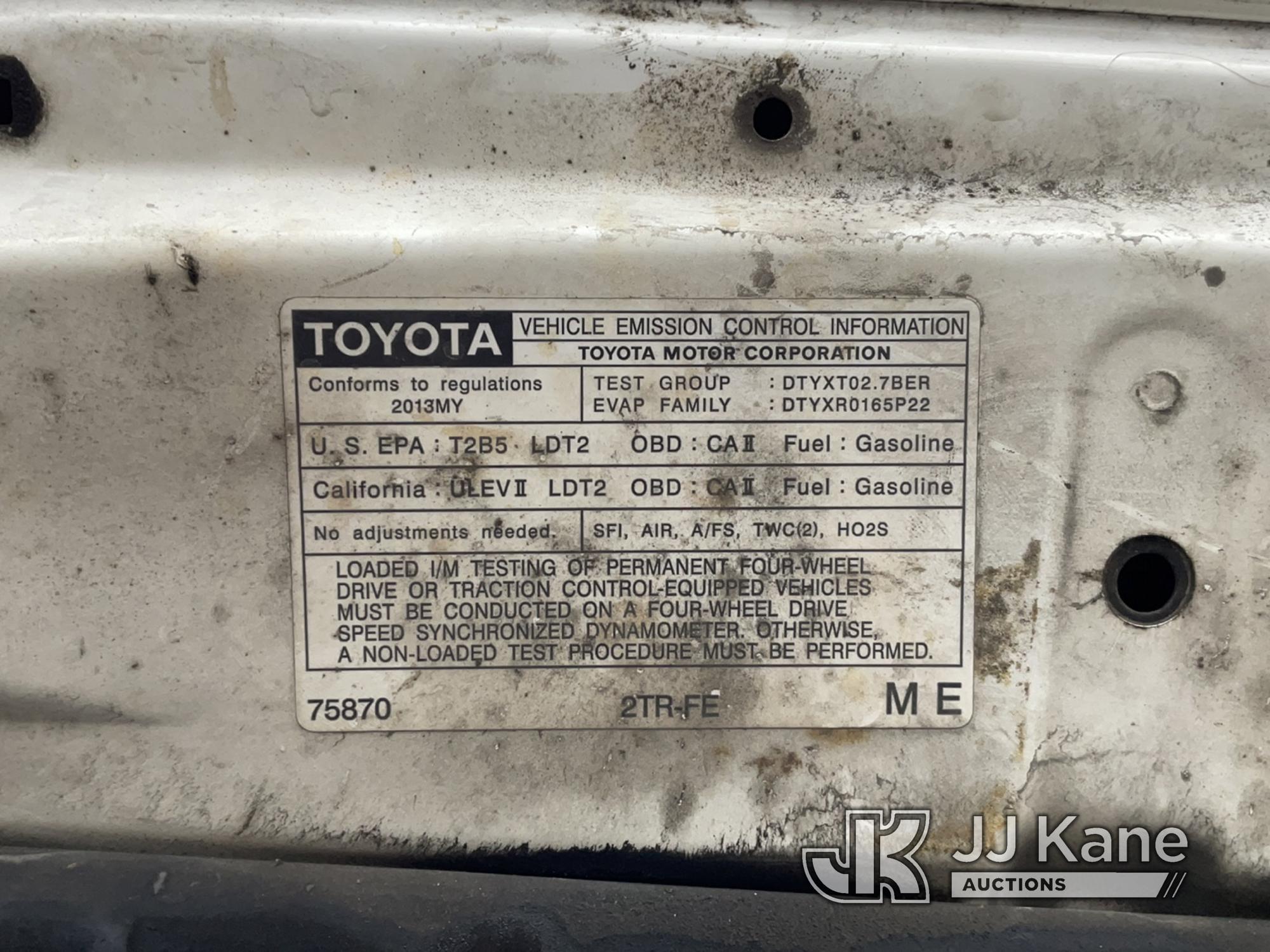 (Dixon, CA) 2013 Toyota Tacoma 4x4 Pickup Truck Runs & Moves) (Damaged Windshield, Passenger Side Da