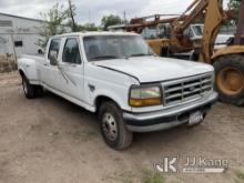 1996 Ford F350 Crew-Cab Dual Wheel Pickup Truck Not Running, Condition Unknown, Body Damage