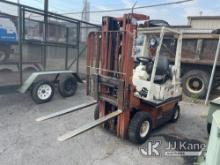 1994 Nissan Pneumatic Tired Forklift, (Municipality Owned) Runs & Operates) (Moves Only Forward, Has