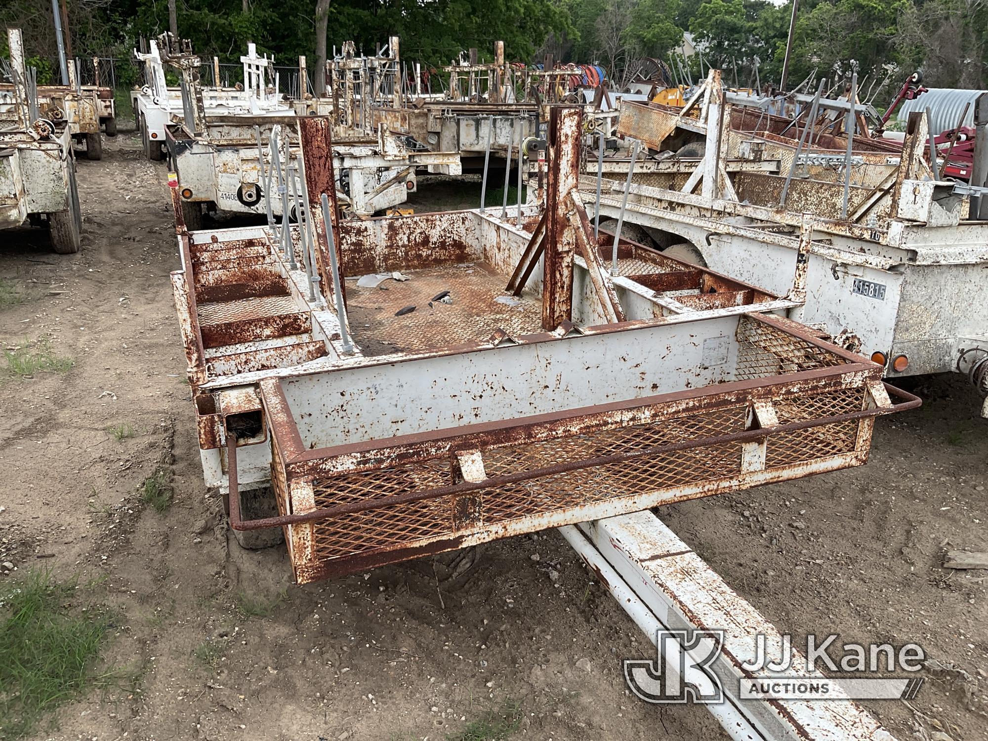 (Cypress, TX) 2014 Homemade S/A Pole/Material Trailer Stands & Rolls) (Flat Tire, Must Be Hauled Awa