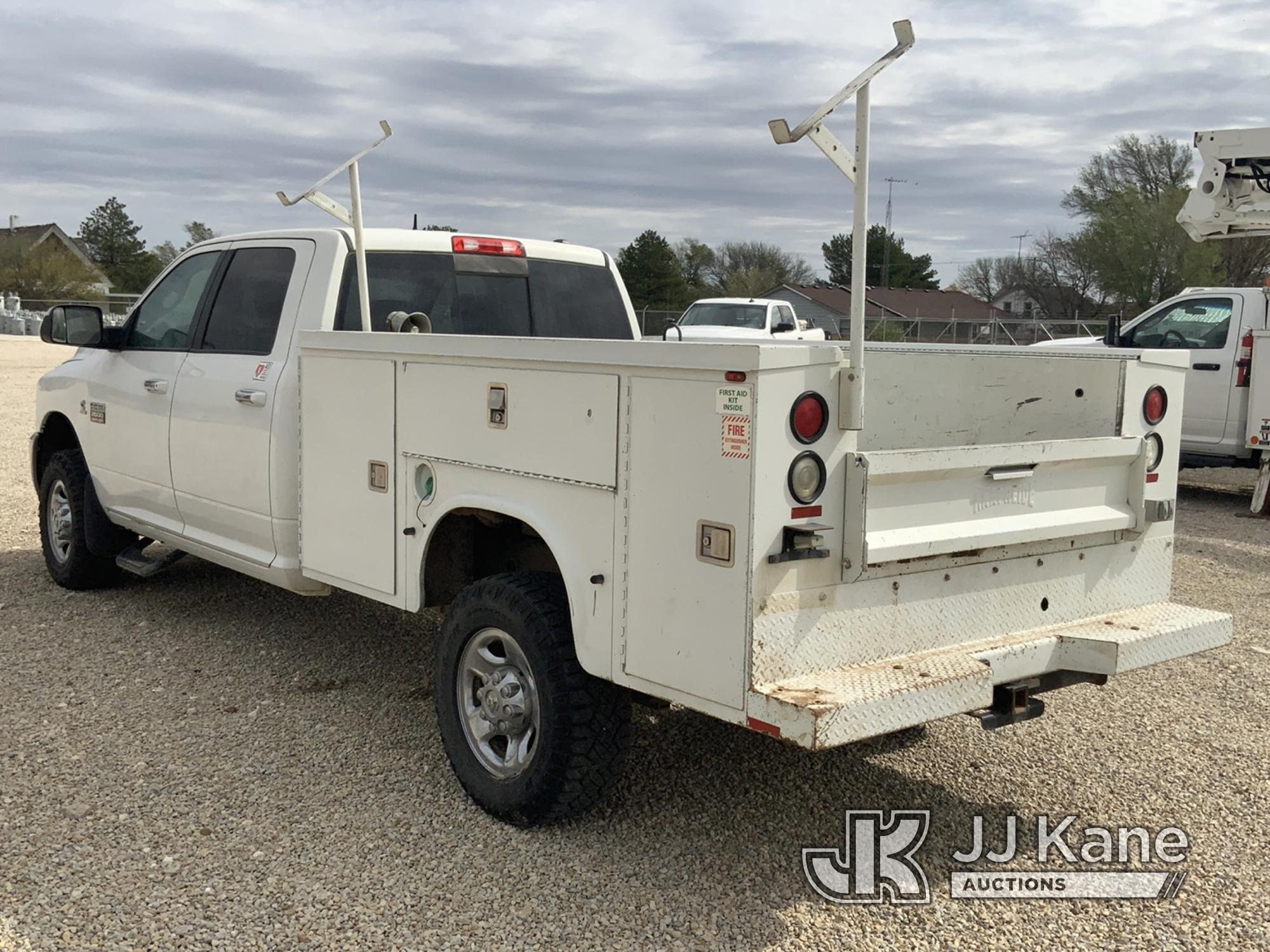 (Dighton, KS) 2010 RAM 3500 4x4 Crew-Cab Service Truck Runs and Moves) (Dealer Only, Components Have