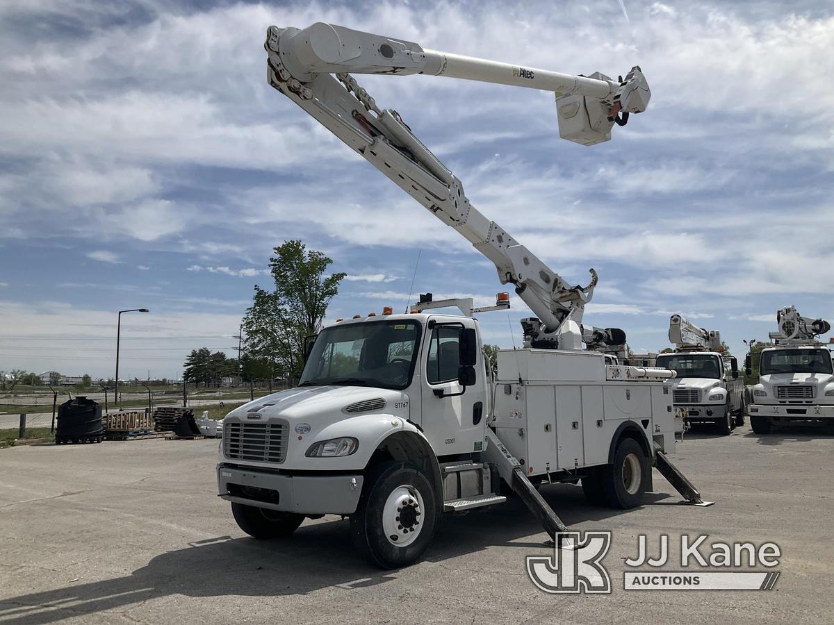 (Kansas City, MO) Altec AA55-MH, Over-Center Material Handling Bucket Truck rear mounted on 2014 Fre