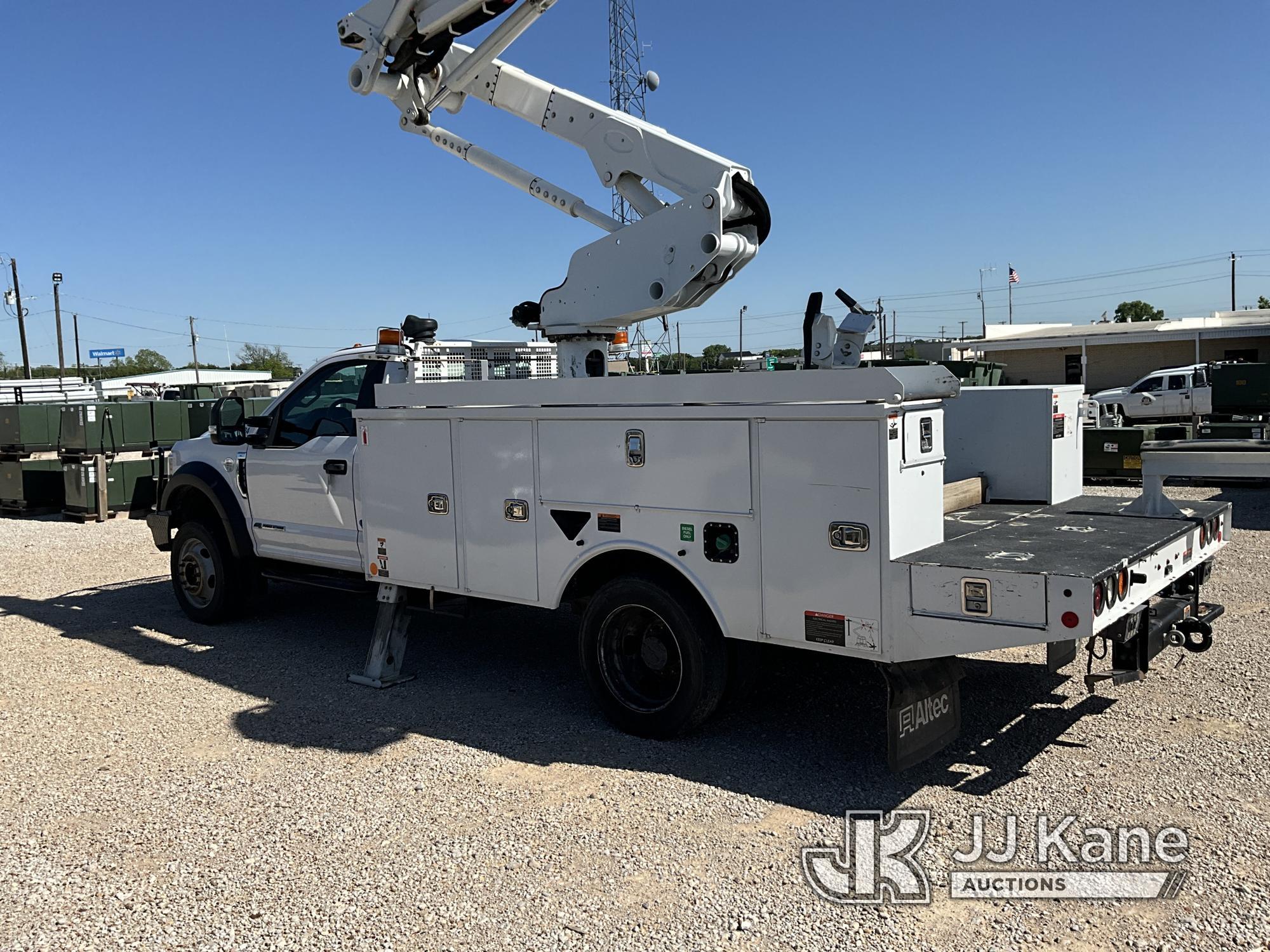 (Azle, TX) Altec AT41M, Articulating & Telescopic Material Handling Bucket Truck mounted behind cab