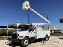 Terex/Telelect HiRanger 5FC-55, Bucket mounted behind cab on 2002 Ford F750 Utility Truck Runs, Move