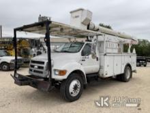 Altec AA755L-MH, Bucket mounted behind cab on 2007 Ford F750 Utility Truck Runs & Moves) ( PTO Will 