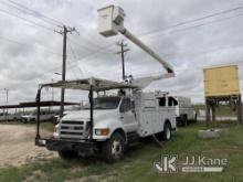 Altec AA755L, Bucket Truck mounted behind cab on 2008 Ford F750 Utility Truck Starts with Jump, Runs