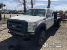 2015 Ford F550 4x4 Extended-Cab Flatbed Truck Not Running, Condition Unknown, Has Power, Will Not Cr