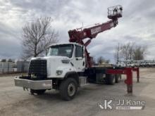 Elliott H110F, Telescopic Non-Insulated Sign Crane/Platform Lift mounted behind cab on 2014 Freightl