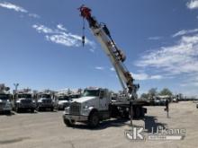 Altec DT105, Digger Derrick rear mounted on 2016 Kenworth W900 Tri-Axle Flatbed Truck Runs, Moves, &