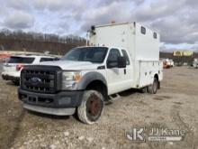 2011 Ford F550 Extended-Cab Service Truck Not Running, Operational Condition Unknown, Flat Rear Tire