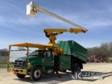 Altec LR760E70, Over-Center Elevator Bucket Truck mounted behind cab on 2015 Ford F750 Chipper Dump 