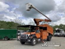 Altec LR760E70, Over-Center Elevator Bucket mounted behind cab on 2013 Ford F750 Chipper Dump Truck 