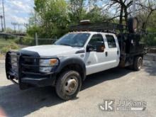 2016 Ford F550 4x4 Crew-Cab Flatbed Truck Runs & Moves, Check Engine Light On, DEF System Fault, Bod