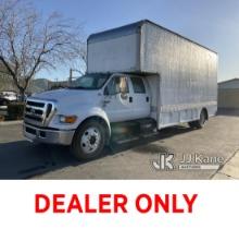 2007 Ford F650 Crew Cab Van Body Truck Runs & Moves (ABS Light On), Must Be Registered Out Of State 