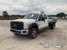 2013 Ford F550 4x4 Crew-Cab Flatbed Truck Runs & Moves) (Check Engine Light On, Body Damage