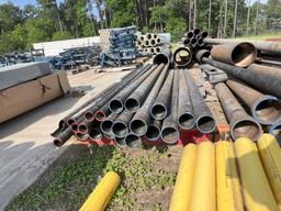 LARGE LOT OF ASSORTED SIZE COATED AND UNCOATED PIPE