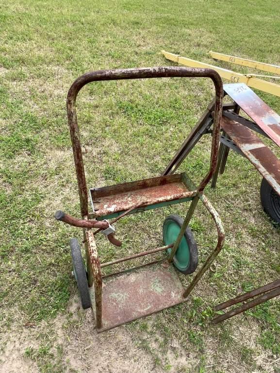 (2) METAL SAW HORSES AND ACETYLENE CART