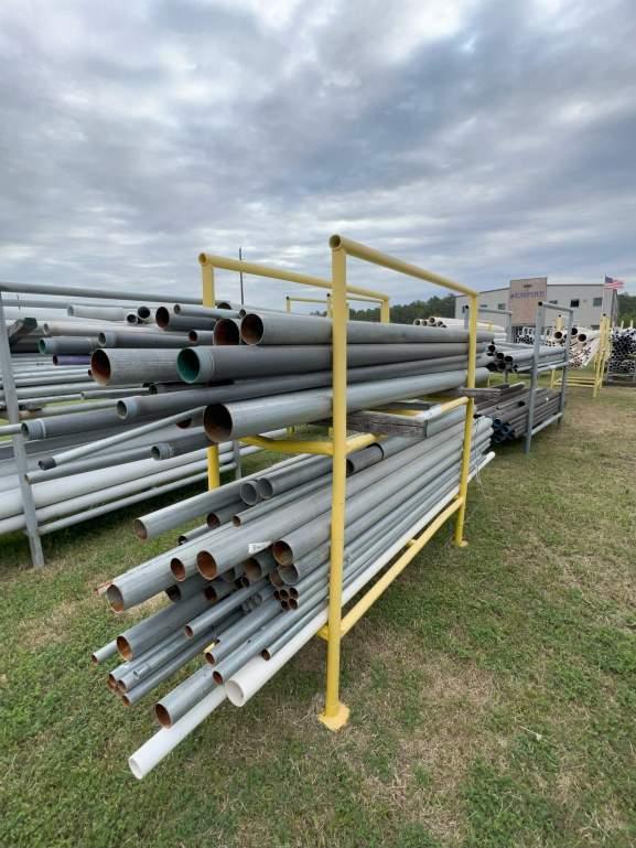 ASSTD SIZE COATED AND UNCOATED GALVANIZED PIPE W/ 2.5'X6'X6' METAL PIPE STAND