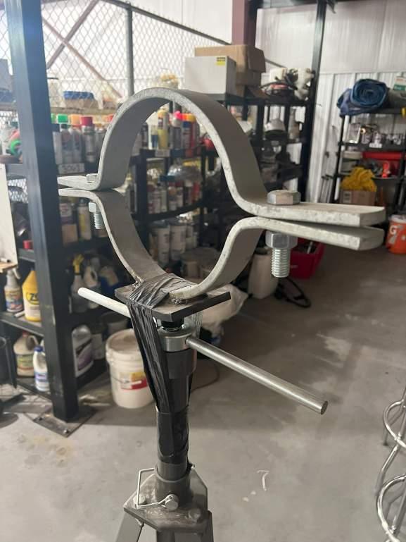 (1) ADJUSTABLE HEIGHT TRIPOD PIPE STAND & (2) MISC. PIPE STANDS